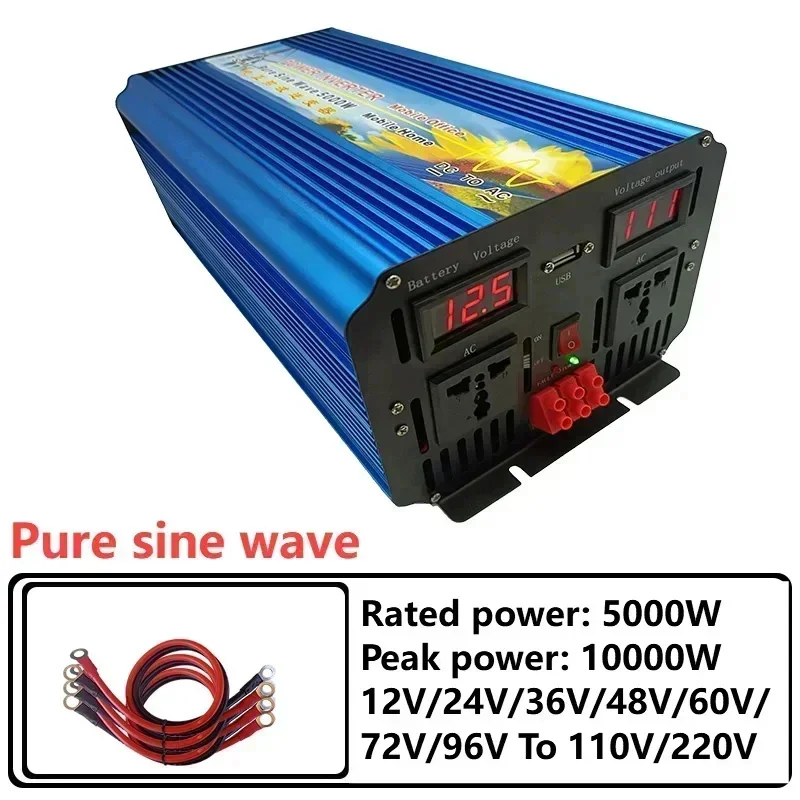 5000W 12V 24V 36V 48V 60V 72V  - огляд і ціна Pure Sine Wave Inverter 5000W 48V 220V