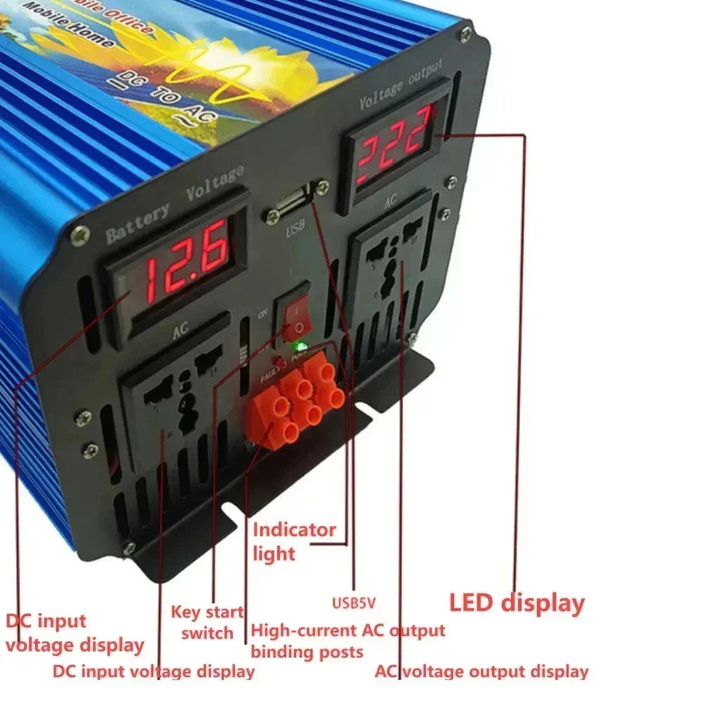 5000W 12V 24V 36V 48V 60V 72V  - огляд і ціна Pure Sine Wave Inverter 5000W 48V 220V